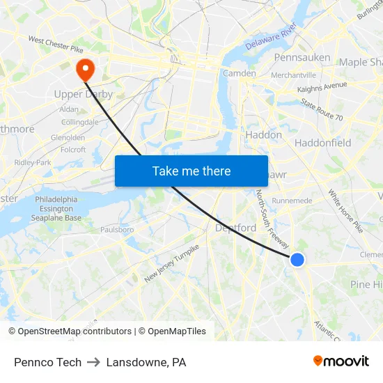 Pennco Tech to Lansdowne, PA map
