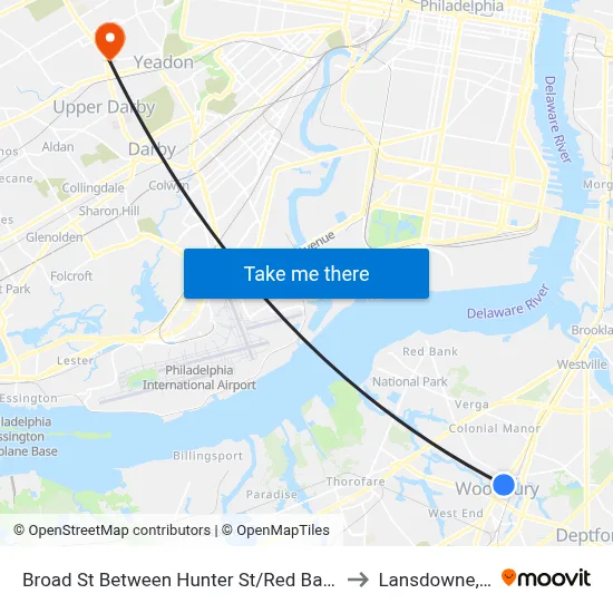 Broad St Between Hunter St/Red Bank Ave to Lansdowne, PA map