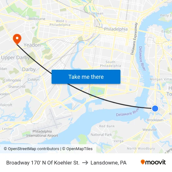 Broadway 170' N Of Koehler St. to Lansdowne, PA map