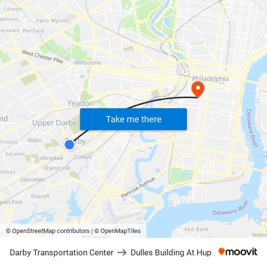 Darby Transportation Center to Dulles Building At Hup map