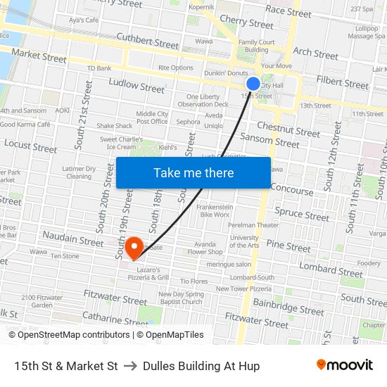 15th St & Market St to Dulles Building At Hup map