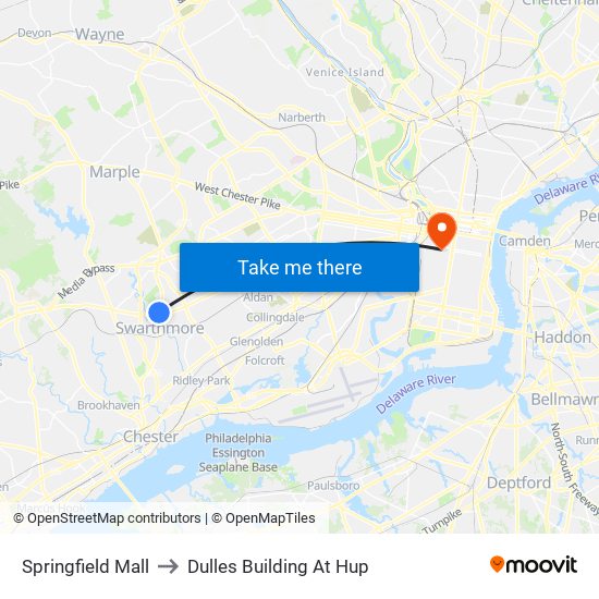 Springfield Mall to Dulles Building At Hup map