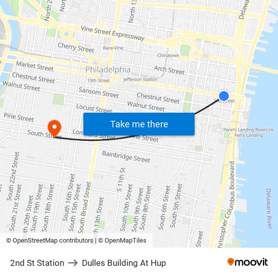 2nd St Station to Dulles Building At Hup map