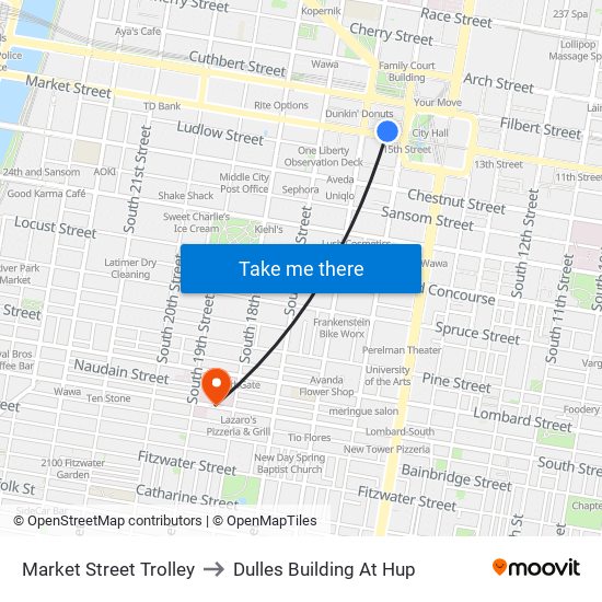 Market Street Trolley to Dulles Building At Hup map