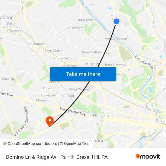 Domino Ln & Ridge Av - Fs to Drexel Hill, PA map