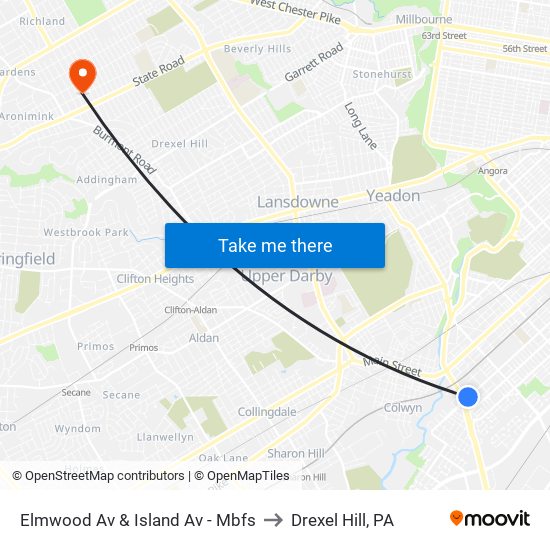 Elmwood Av & Island Av - Mbfs to Drexel Hill, PA map