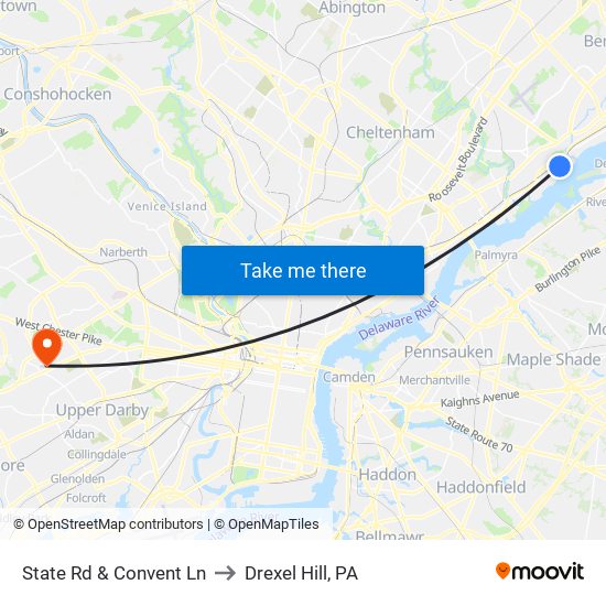 State Rd & Convent Ln to Drexel Hill, PA map
