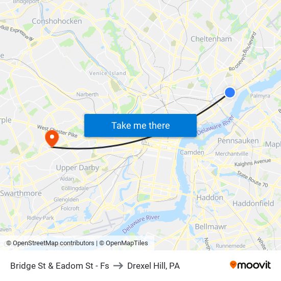 Bridge St & Eadom St - Fs to Drexel Hill, PA map