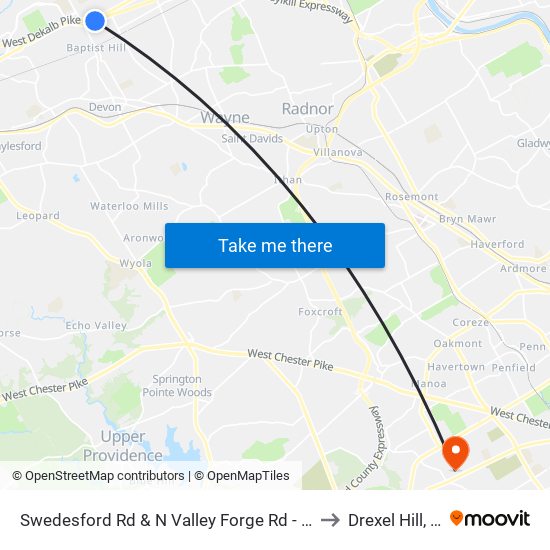 Swedesford Rd & N Valley Forge Rd - Mbfs to Drexel Hill, PA map