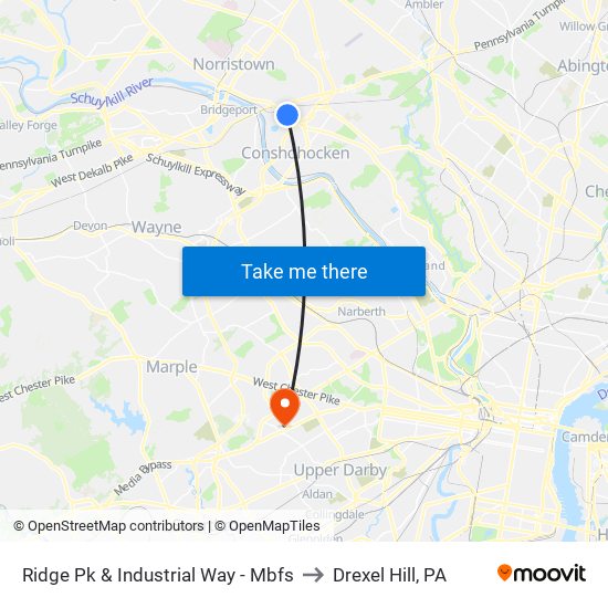 Ridge Pk & Industrial Way - Mbfs to Drexel Hill, PA map