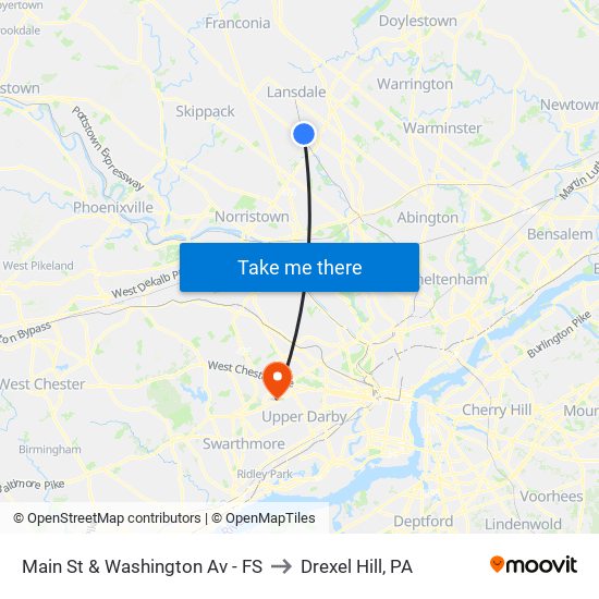 Main St & Washington Av - FS to Drexel Hill, PA map