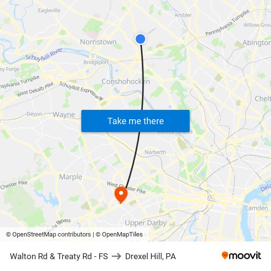 Walton Rd & Treaty Rd - FS to Drexel Hill, PA map