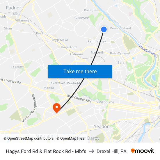 Hagys Ford Rd & Flat Rock Rd - Mbfs to Drexel Hill, PA map