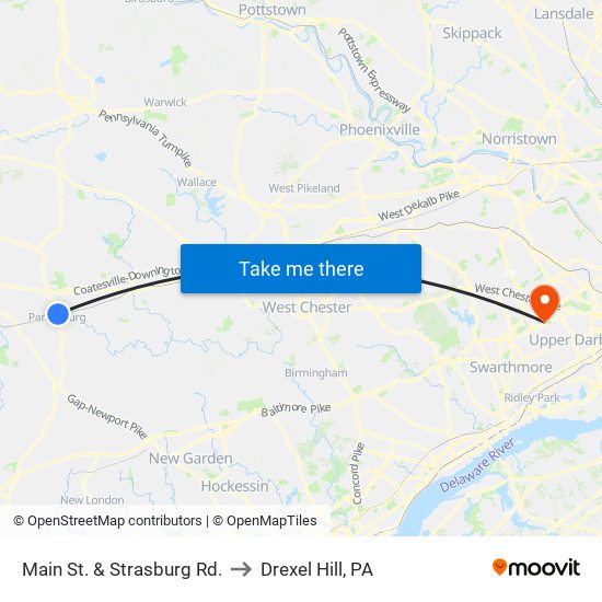 Main St. & Strasburg Rd. to Drexel Hill, PA map