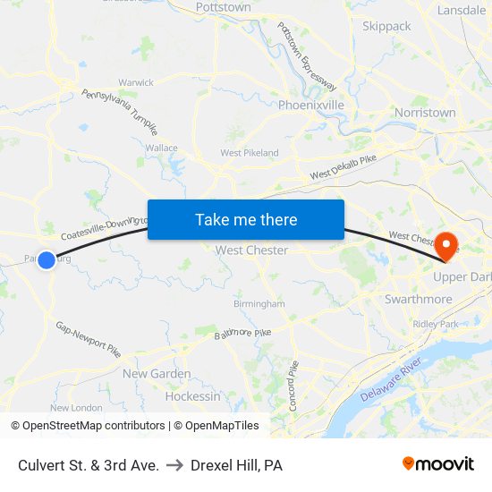 Culvert St. & 3rd Ave. to Drexel Hill, PA map