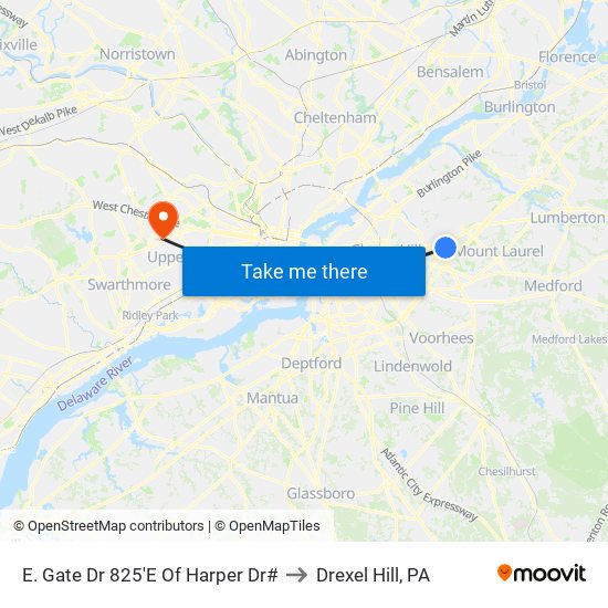 E. Gate Dr 825'E Of Harper Dr# to Drexel Hill, PA map