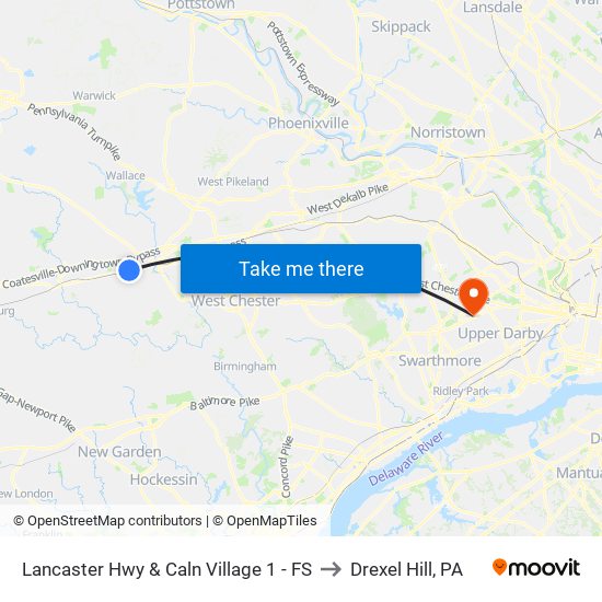 Lancaster Hwy & Caln Village 1 - FS to Drexel Hill, PA map