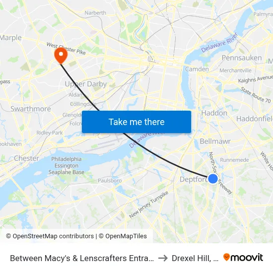 Between Macy's & Lenscrafters Entrances to Drexel Hill, PA map