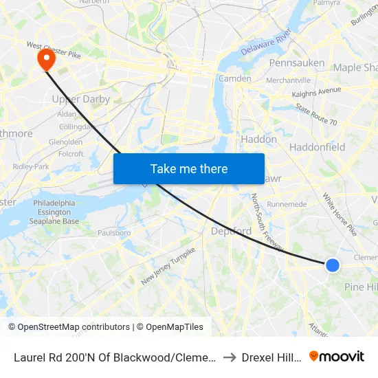 Laurel Rd 200'N Of Blackwood/Clementon Rd to Drexel Hill, PA map