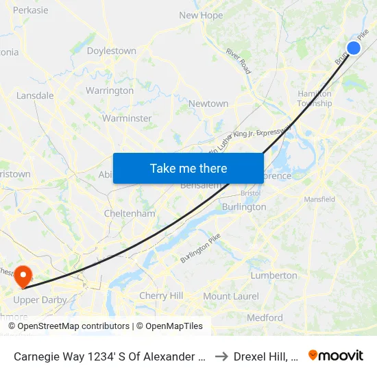 Carnegie Way 1234' S Of Alexander Rd. to Drexel Hill, PA map