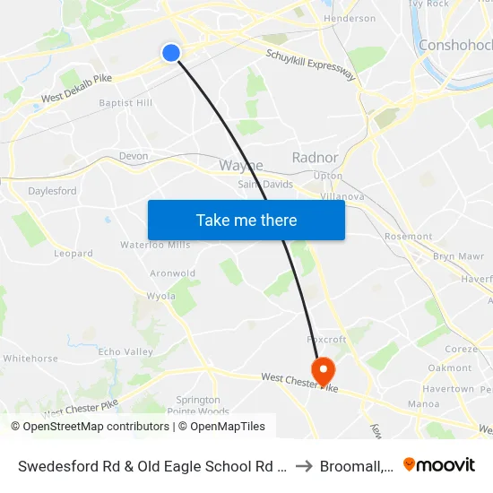 Swedesford Rd & Old Eagle School Rd - Mbns to Broomall, PA map