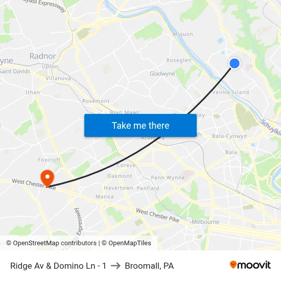 Ridge Av & Domino Ln - 1 to Broomall, PA map