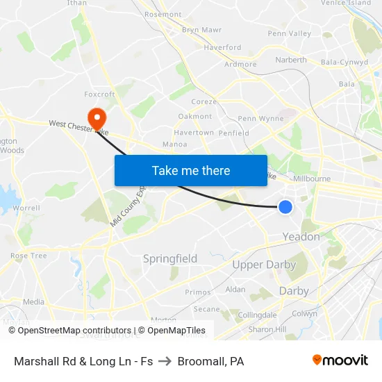 Marshall Rd & Long Ln - Fs to Broomall, PA map