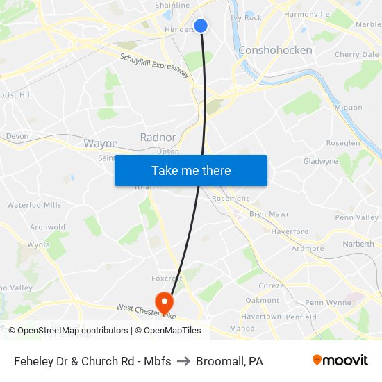 Feheley Dr & Church Rd - Mbfs to Broomall, PA map