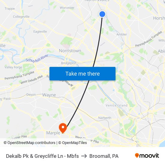 Dekalb Pk & Greycliffe Ln - Mbfs to Broomall, PA map