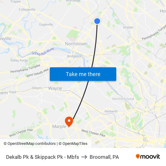 Dekalb Pk & Skippack Pk - Mbfs to Broomall, PA map