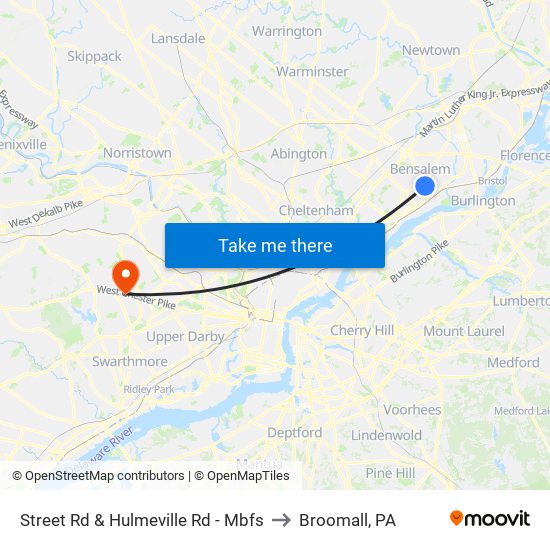 Street Rd & Hulmeville Rd - Mbfs to Broomall, PA map