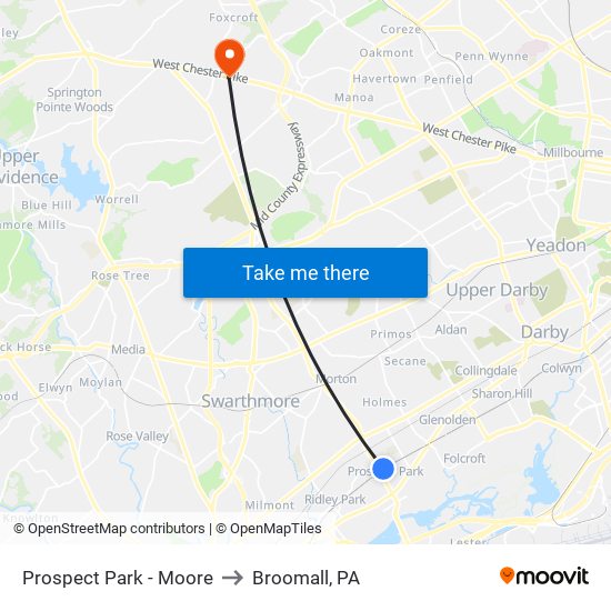 Prospect Park - Moore to Broomall, PA map