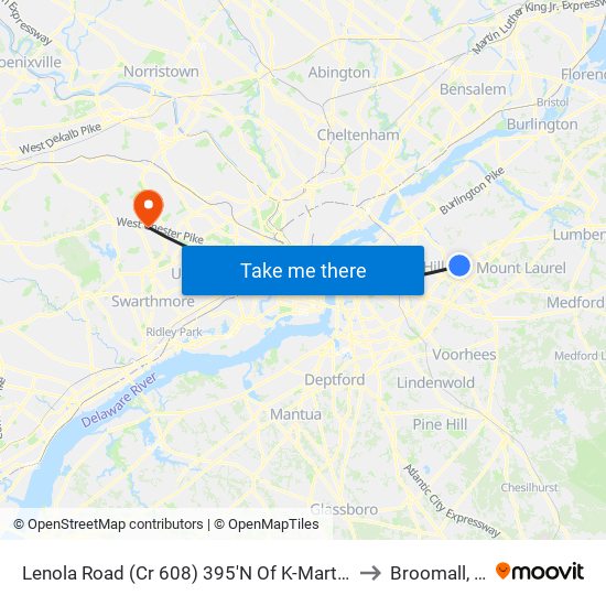 Lenola Road (Cr 608) 395'N Of K-Mart Drive to Broomall, PA map