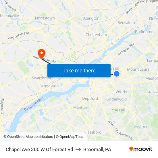 Chapel Ave 300'W Of Forest Rd to Broomall, PA map