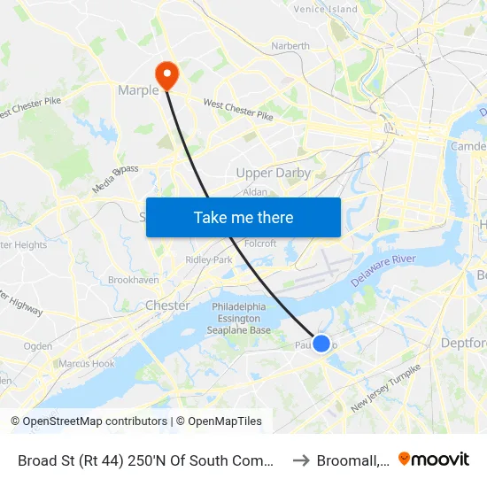 Broad St (Rt 44) 250'N Of South Commerce St to Broomall, PA map