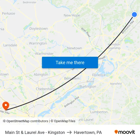 Main St & Laurel Ave - Kingston to Havertown, PA map