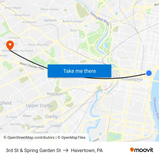 3rd St & Spring Garden St to Havertown, PA map