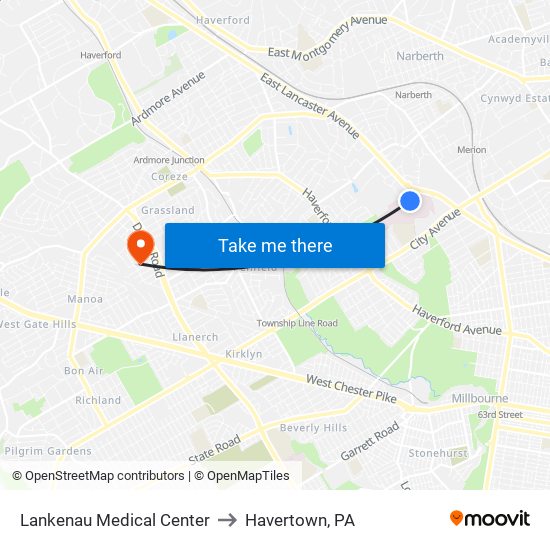 Lankenau Medical Center to Havertown, PA map