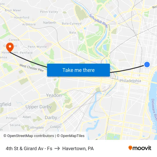 4th St & Girard Av  - Fs to Havertown, PA map