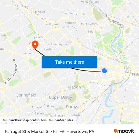 Farragut St & Market St - Fs to Havertown, PA map