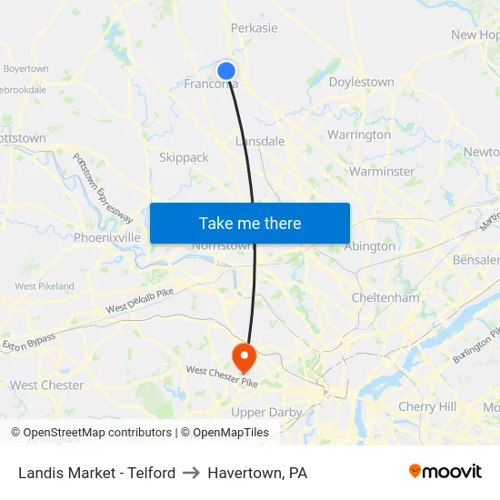 Landis Market - Telford to Havertown, PA map