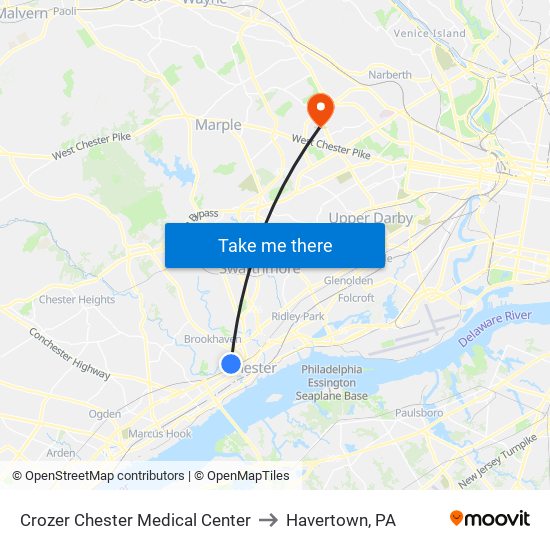 Crozer Chester Medical Center to Havertown, PA map