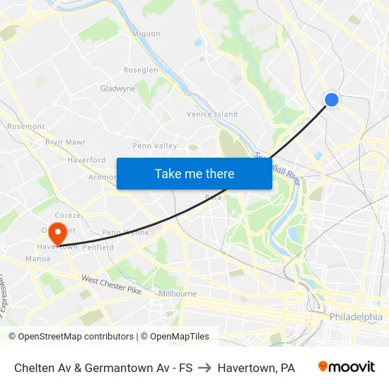 Chelten Av & Germantown Av - FS to Havertown, PA map