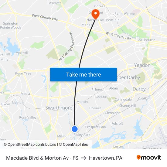 Macdade Blvd & Morton Av - FS to Havertown, PA map