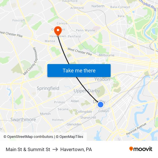 Main St & Summit St to Havertown, PA map