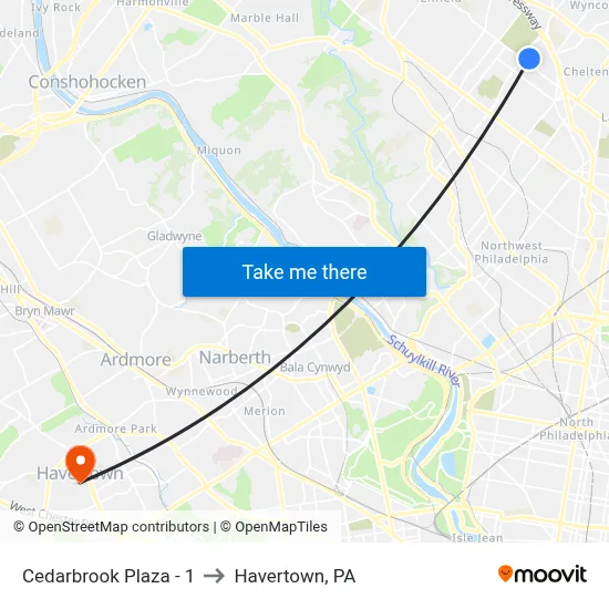 Cedarbrook Plaza - 1 to Havertown, PA map