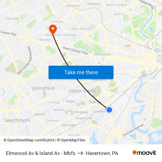Elmwood Av & Island Av - Mbfs to Havertown, PA map