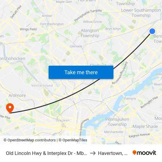 Old Lincoln Hwy & Interplex Dr - Mbfs to Havertown, PA map
