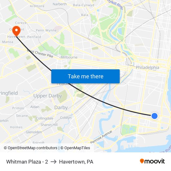 Whitman Plaza - 2 to Havertown, PA map