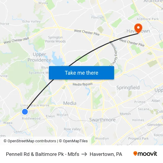 Pennell Rd & Baltimore Pk - Mbfs to Havertown, PA map